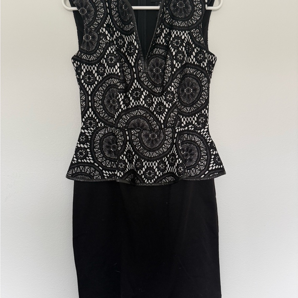 Enfocus Studio Black Lace-Overlay Pencil Dress with Peplum